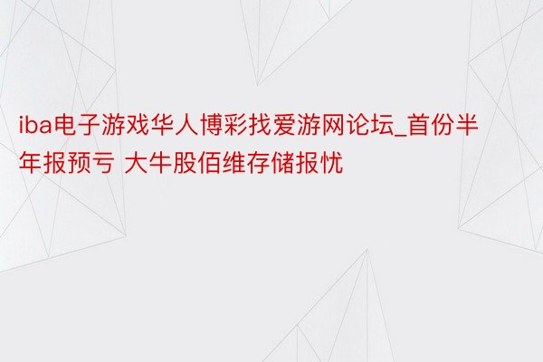 iba电子游戏华人博彩找爱游网论坛_首份半年报预亏 大牛股佰维存储报忧